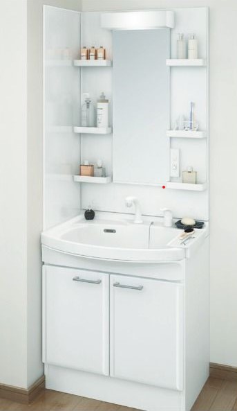 洗面化粧台　オンディーヌ　間口７５ｃｍ　一面鏡 2枚扉